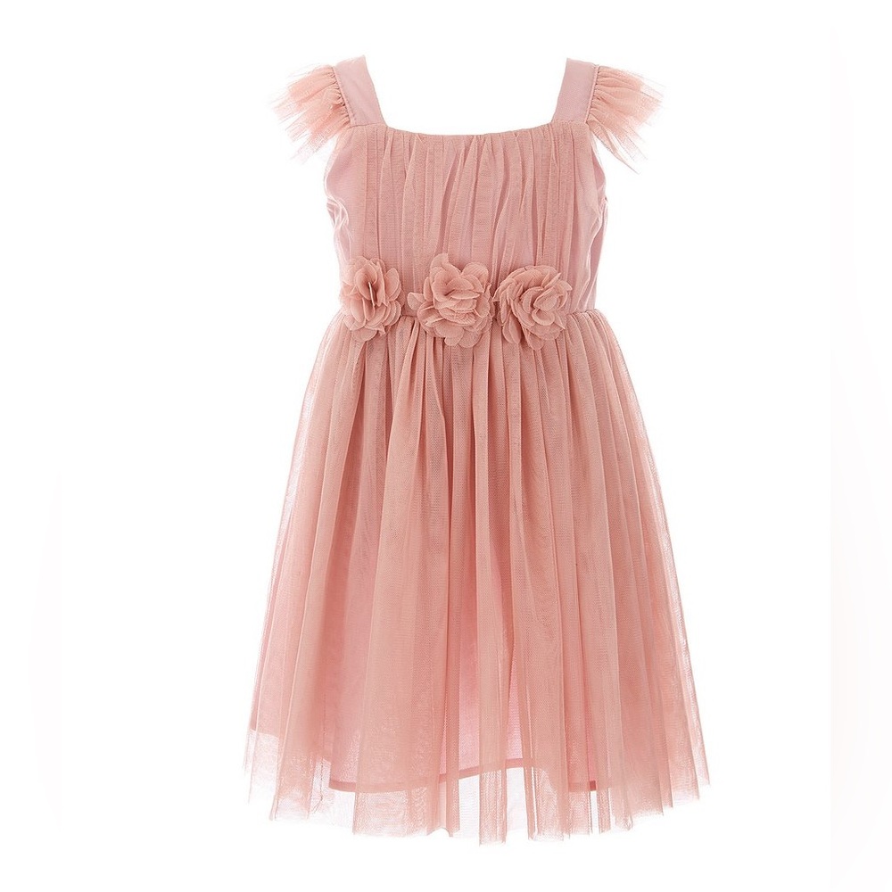 NWT Popatu Little Girls Sz 6 Tulle Flutter Sleeve Dress